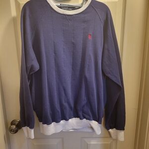 Men's Navy Blue Sweater with Gray Accents